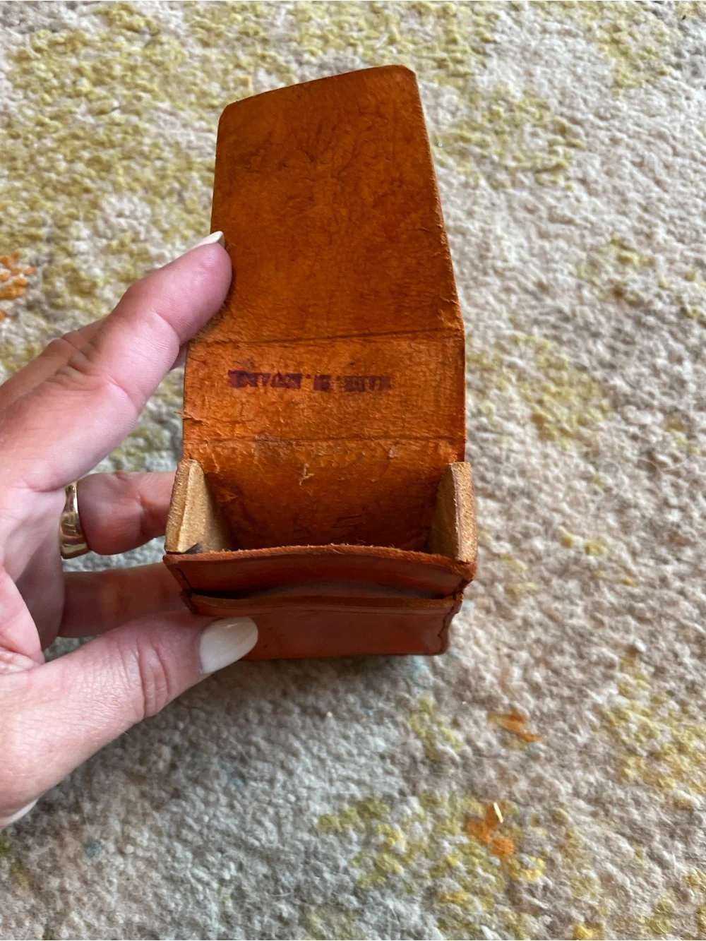 Vintage leather soft cigarette box case holder pager small